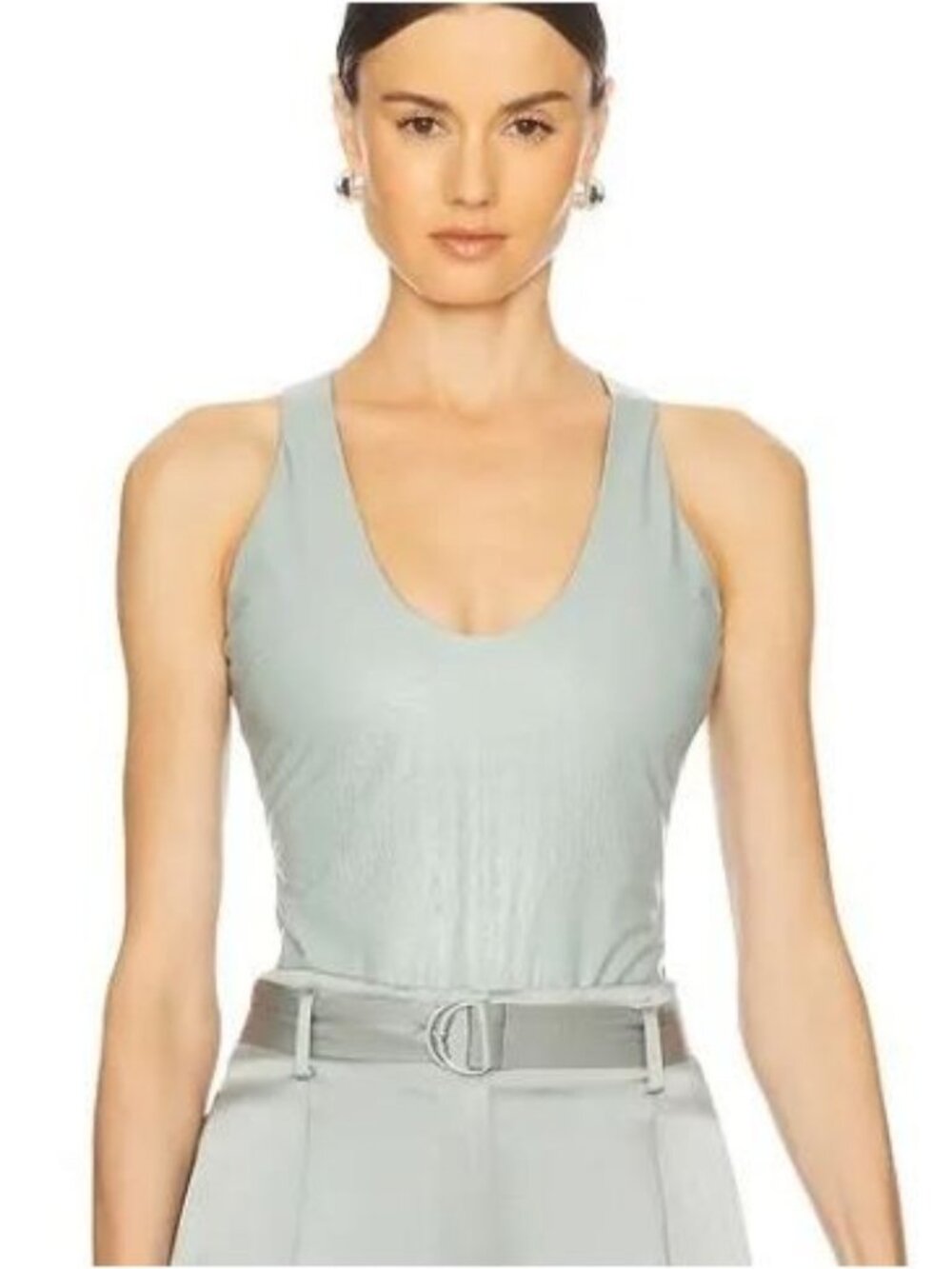 LaPointe Croc Faux Leather Scoop Bodysuit Jade Green Size 2 US Small Designer